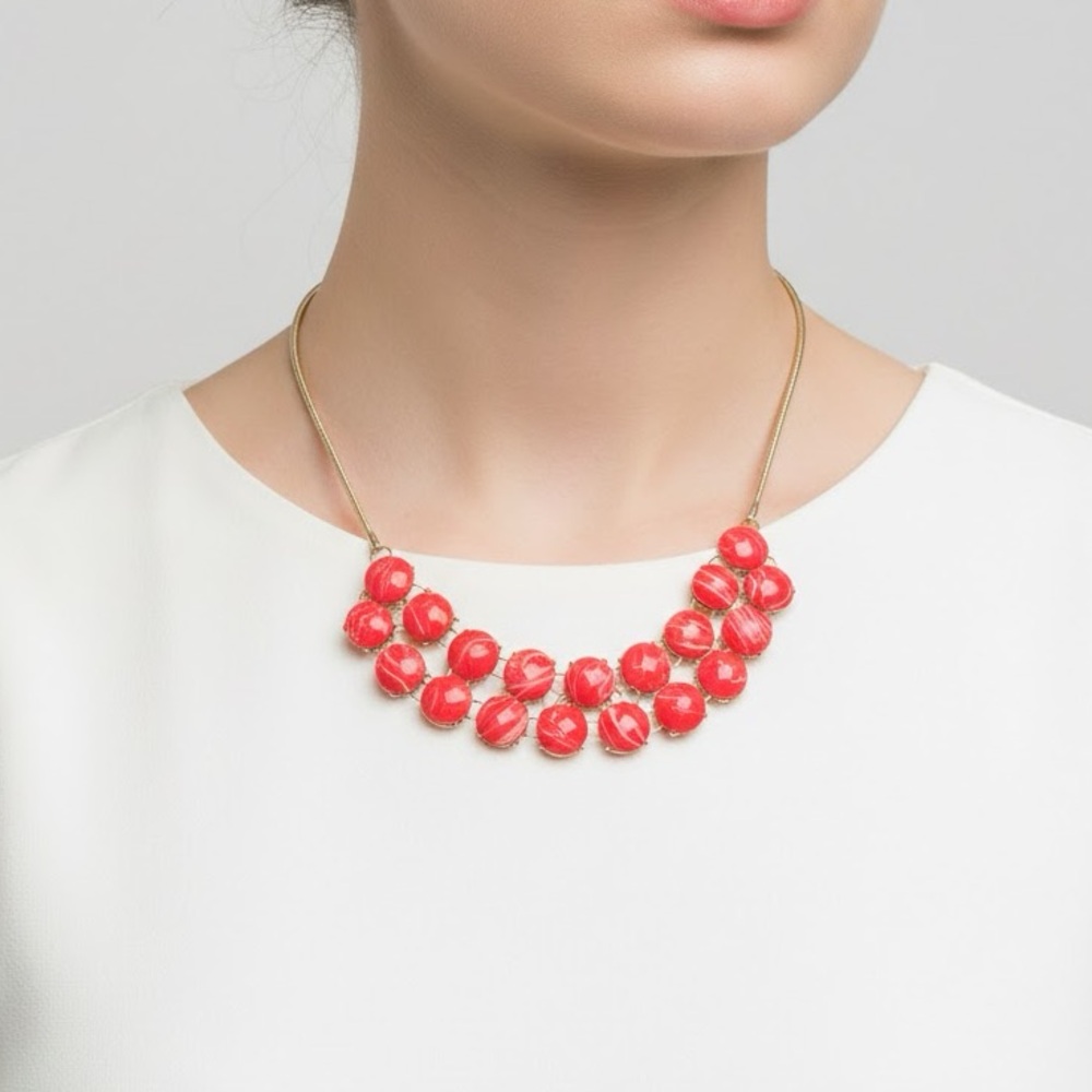 Dressbarn Coral Beaded Necklace